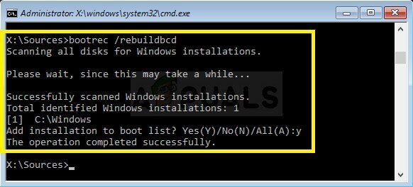 windows 10 bootrec fixboot access denied