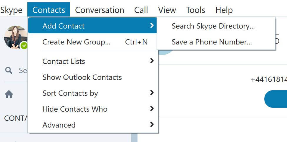 Contact skype Contacts appear