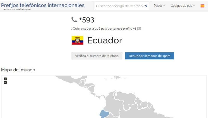 Sitio web de prefijos telefónicos internacionales