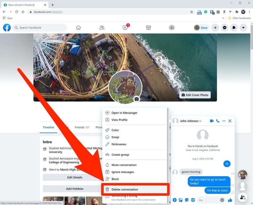 eliminar mensajes de facebook