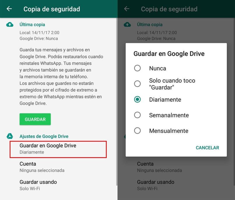 eliminar la copia de seguridad de la cuenta de Google