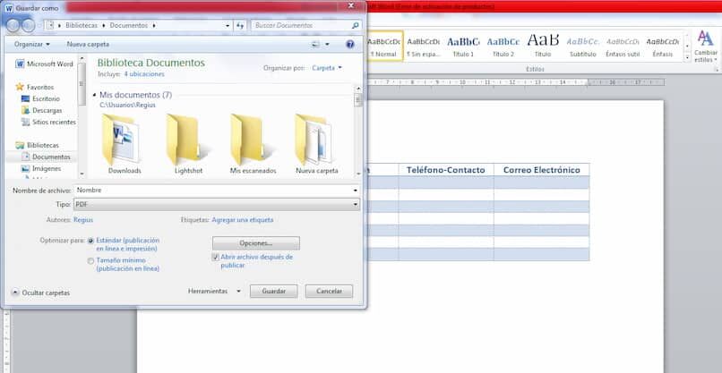 pasar un archivo de Word a pdf