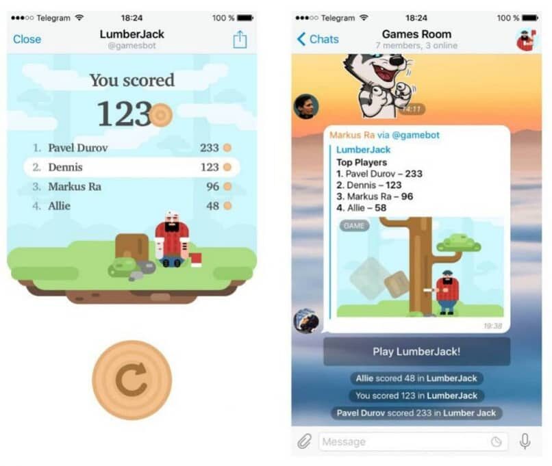 jugar en el chat de telegram