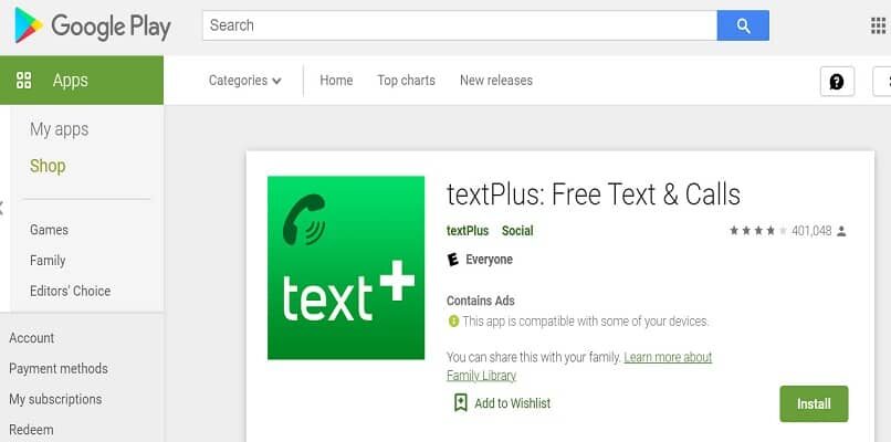 aplicación textplus play store